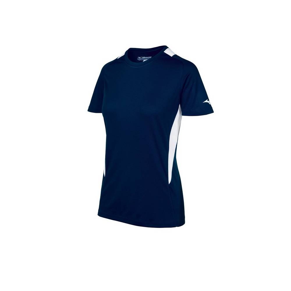 Maglia Mizuno Softball Crew Neck Donna - Blu Marino/Bianche - 24761-LZMS